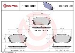 Piduriklotsi komplekt BREMBO P 30 039