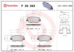 Комплект тормозных колодок, дисковый тормоз P 30 063