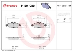 Комплект гальмівних колодок, дискове гальмо BREMBO P 50 080_0