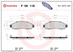Piduriklotsi komplekt BREMBO P 56 118