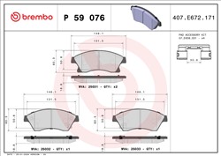 BREMBO Piduriklotside komplekt, ketaspidur P 59 076X