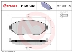 Piduriklotsi komplekt BREMBO P 59 082