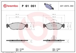 Bremžu kluču komplekts BREMBO P 61 051