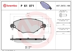 Brake pads set BREMBO P 61 071