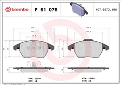 P 61 076 Brake pads set BREMBO - IC24.UK
