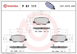 Piduriklotsi komplekt BREMBO P 61 111