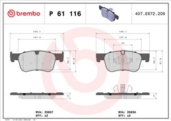 Piduriklotsi komplekt BREMBO P 61 116
