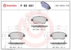 Piduriklotsi komplekt BREMBO P 83 051