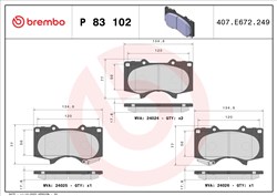 Комплект тормозных колодок, дисковый тормоз P 83 102