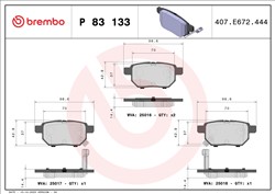 Piduriklotsi komplekt BREMBO P 83 133