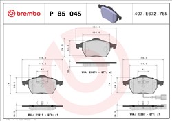 BREMBO Piduriklotside komplekt, ketaspidur P 85 045_2