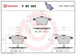 Brake pads set BREMBO P 85 062