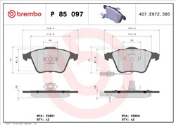 Piduriklotsi komplekt BREMBO P 85 097