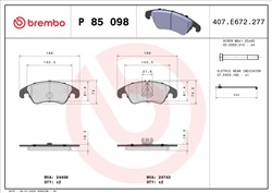 BREMBO Piduriklotside komplekt, ketaspidur P 85 098X