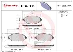 Piduriklotsi komplekt BREMBO P 85 144