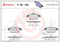 Piduriklotsi komplekt BREMBO P 85 146