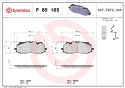 Paaugstinātas veiktspējas bremžu kluči ar ielas homologāciju BREMBO P 85 165X