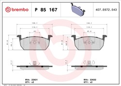 Piduriklotsi komplekt BREMBO P 85 167