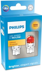 LED light bulb (Cardboard 2pcs) W21/5W 12V 2,5W W3X16Q no certification of approval Ultinon Pro6000, amber