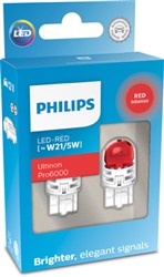 LED light bulb (Cardboard 2pcs) W21/5W 12V 2,5W W3X16Q no certification of approval Ultinon Pro6000, red