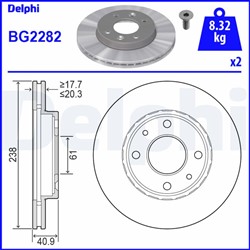 Bremžu disku komplekts (Cena par 2gab.) DELPHI BG2282 (pārdošanas vienība - Komplekts)_3