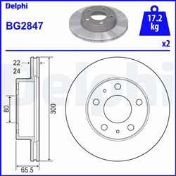 Bremžu disku komplekts (Cena par 2gab.) DELPHI BG2847 (pārdošanas vienība - Komplekts)_1