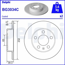 Bremžu disku komplekts (Cena par 2gab.) DELPHI BG3034C (pārdošanas vienība - Komplekts)_1