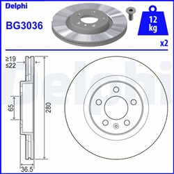 Bremžu disku komplekts (Cena par 2gab.) DELPHI BG3036 (pārdošanas vienība - Komplekts)_1