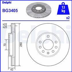 Bremžu disku komplekts DELPHI BG3405 (pārdošanas vienība - Komplekts)_3