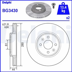 Bremžu disku komplekts DELPHI BG3430 (pārdošanas vienība - Komplekts)_3