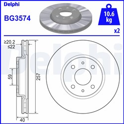 Bremžu disku komplekts (Cena par 2gab.) DELPHI BG3574 (pārdošanas vienība - Komplekts)_1