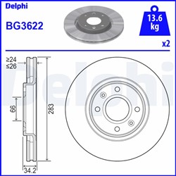 Bremžu disku komplekts (Cena par 2gab.) DELPHI BG3622 (pārdošanas vienība - Komplekts)_1