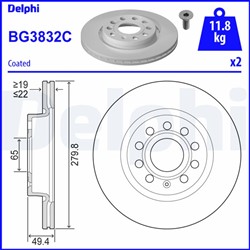 Bremžu disku komplekts (Cena par 2gab.) DELPHI BG3832C (pārdošanas vienība - Komplekts)_1