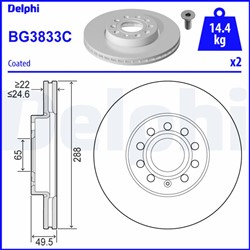 Bremžu disku komplekts (Cena par 2gab.) DELPHI BG3833C (pārdošanas vienība - Komplekts)_1