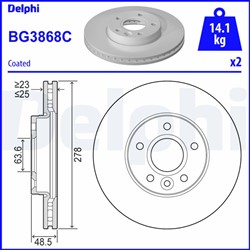 Bremžu disku komplekts (Cena par 2gab.) DELPHI BG3868C (pārdošanas vienība - Komplekts)_1