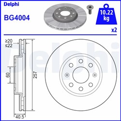 Bremžu disku komplekts (Cena par 2gab.) DELPHI BG4004 (pārdošanas vienība - Komplekts)_1