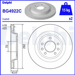 Bremžu disku komplekts (Cena par 2gab.) DELPHI BG4922C (pārdošanas vienība - Komplekts)_1