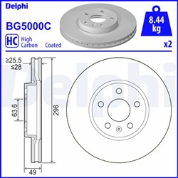 Bremžu disku komplekts (Cena par 2gab.) DELPHI BG5000C (pārdošanas vienība - Komplekts)_0