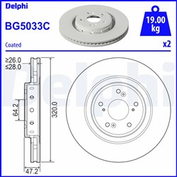 Bremžu disku komplekts (Cena par 2gab.) DELPHI BG5033C (pārdošanas vienība - Komplekts)_0