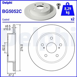 Bremžu disku komplekts (Cena par 2gab.) DELPHI BG5052C (pārdošanas vienība - Komplekts)_1