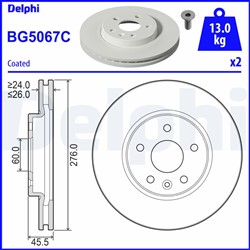 Bremžu diski DELPHI BG5067C