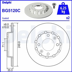 Bremžu disku komplekts (Cena par 2gab.) DELPHI BG5120C (pārdošanas vienība - Komplekts)_1