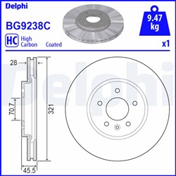 Bremžu diski DELPHI BG9238C