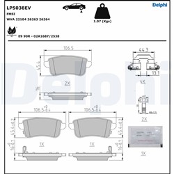 Brake pads set DELPHI LP5038EV