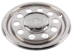 Wheel cap front/rear, material: steel,, silver, number of holes: 10, rim diameter: 22,5inch, diameter: 590mm