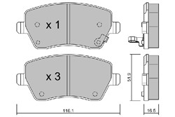 Brake Pad Set, disc brake AISBPOP-1008