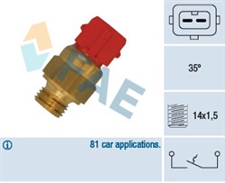 temperatūros jungiklis, aušinimo skysčio įspėjimo lemputė FAE FAE35871