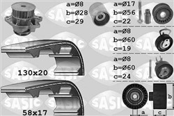 Water Pump & Timing Belt Kit SAS3906060