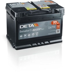 Akumulators DETA SENATOR3 DA770. 12V 77Ah 760A (278x175x190)_0
