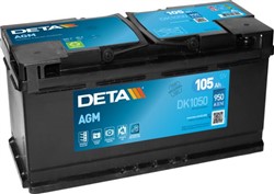 Akumulators DETA START&STOP AGM DK1050 12V 105Ah 950A (392x175x190)